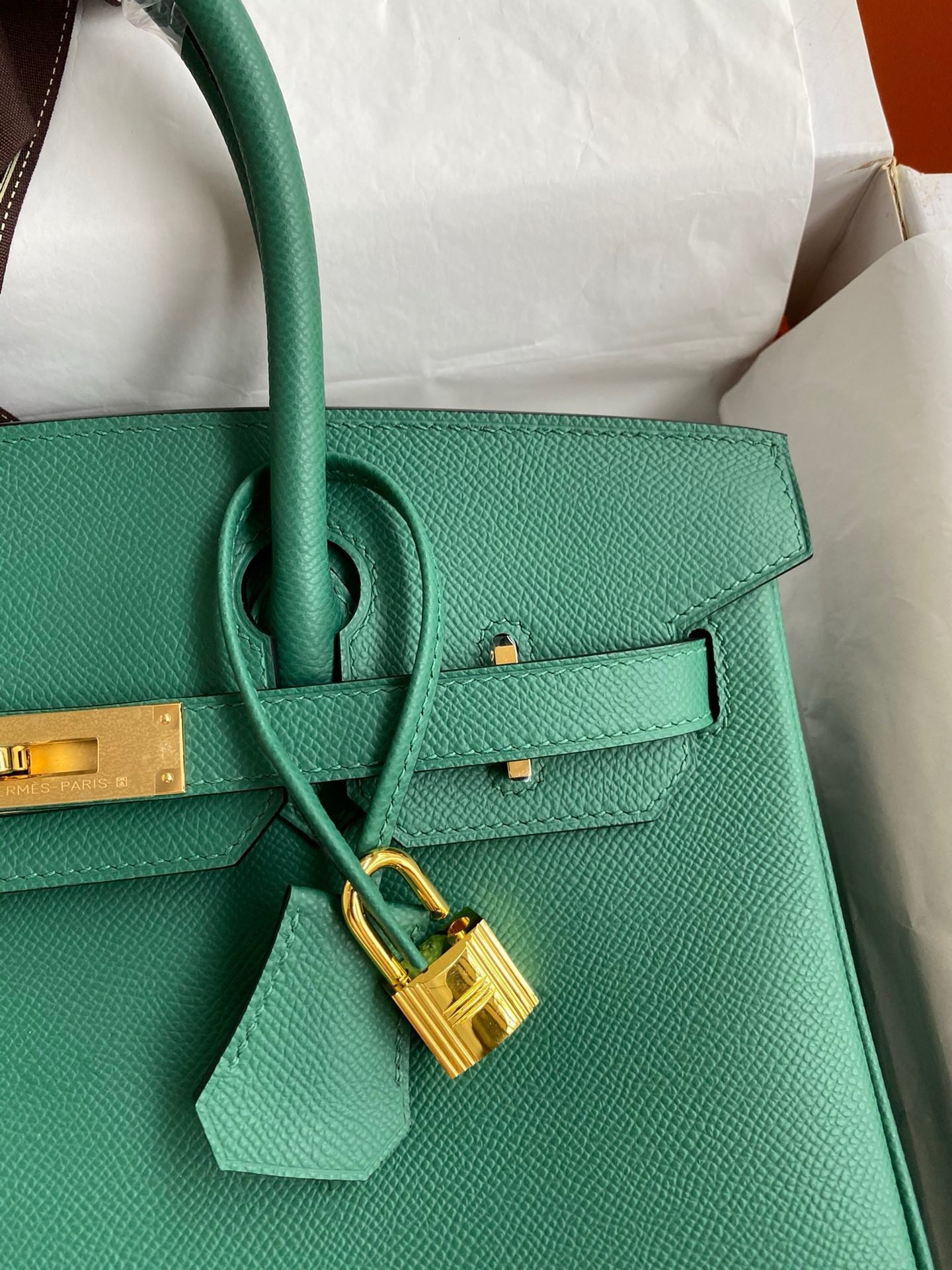 Hermes Birkin 30 Retourne Handmade Bag In Malachite Epsom Calfskin