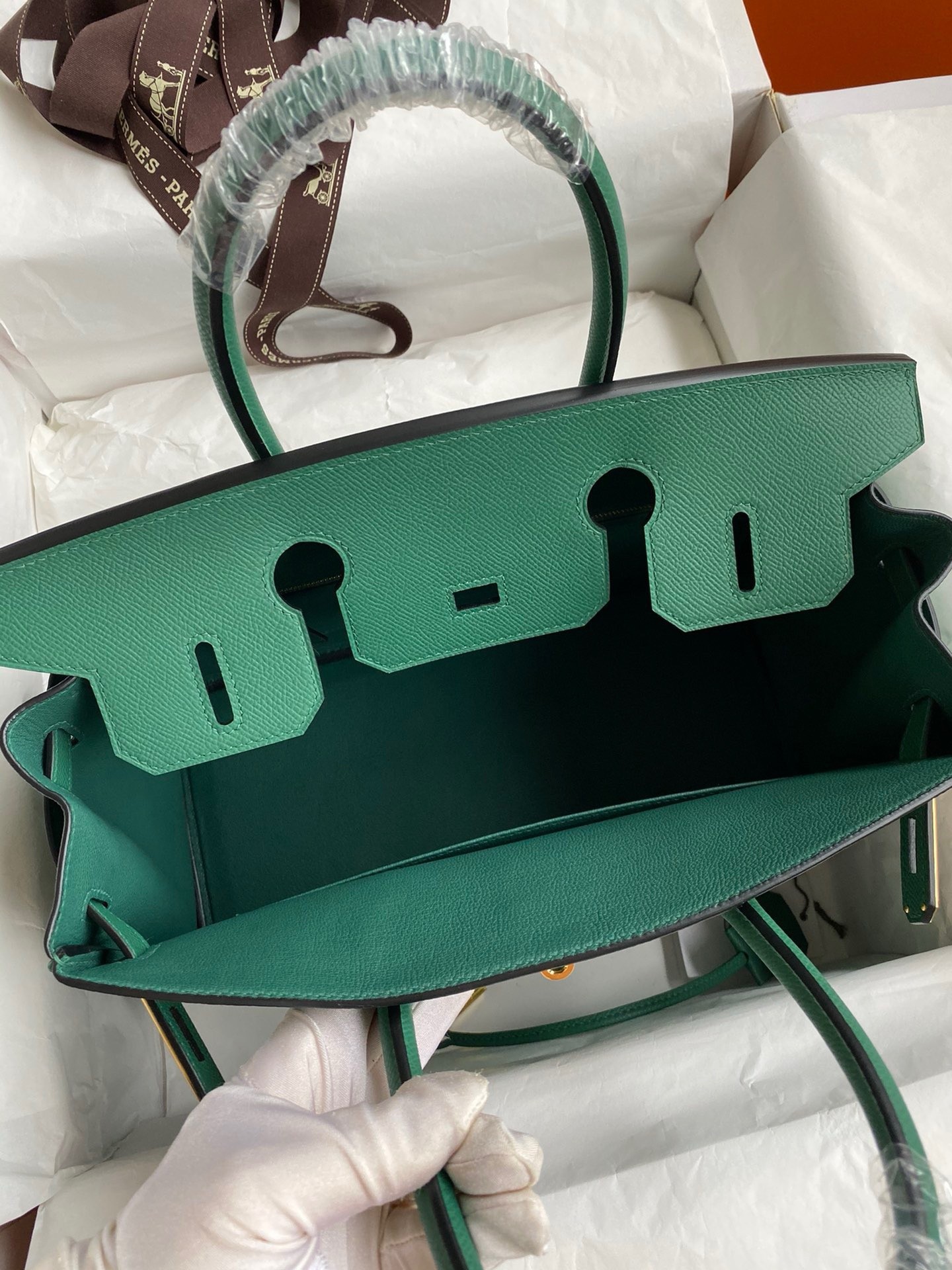 Hermes Birkin 30 Retourne Handmade Bag In Malachite Epsom Calfskin