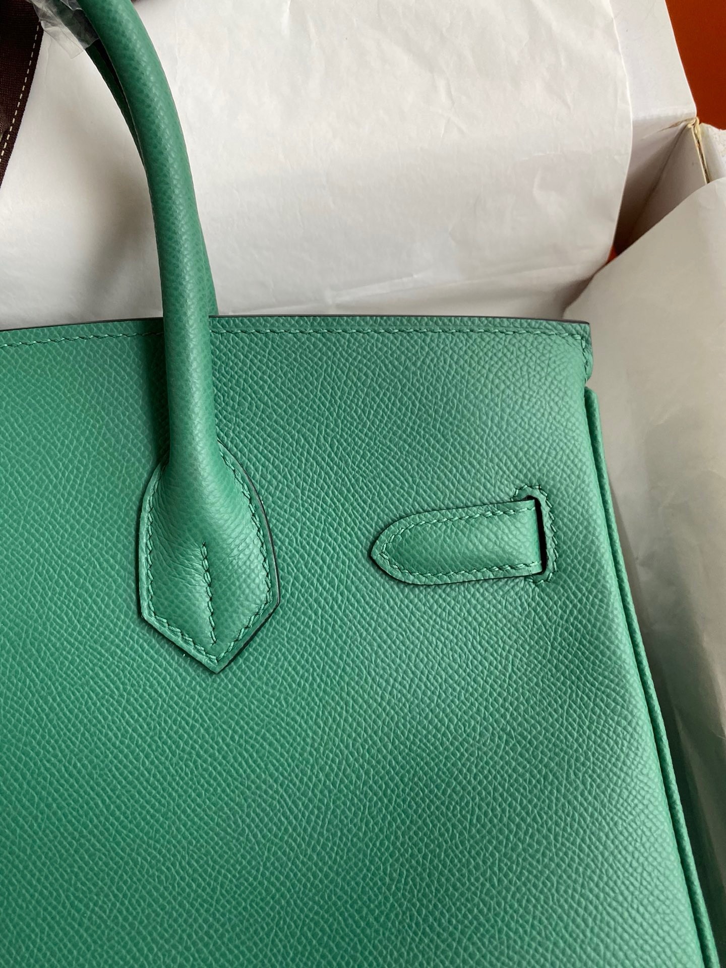 Hermes Birkin 30 Retourne Handmade Bag In Malachite Epsom Calfskin