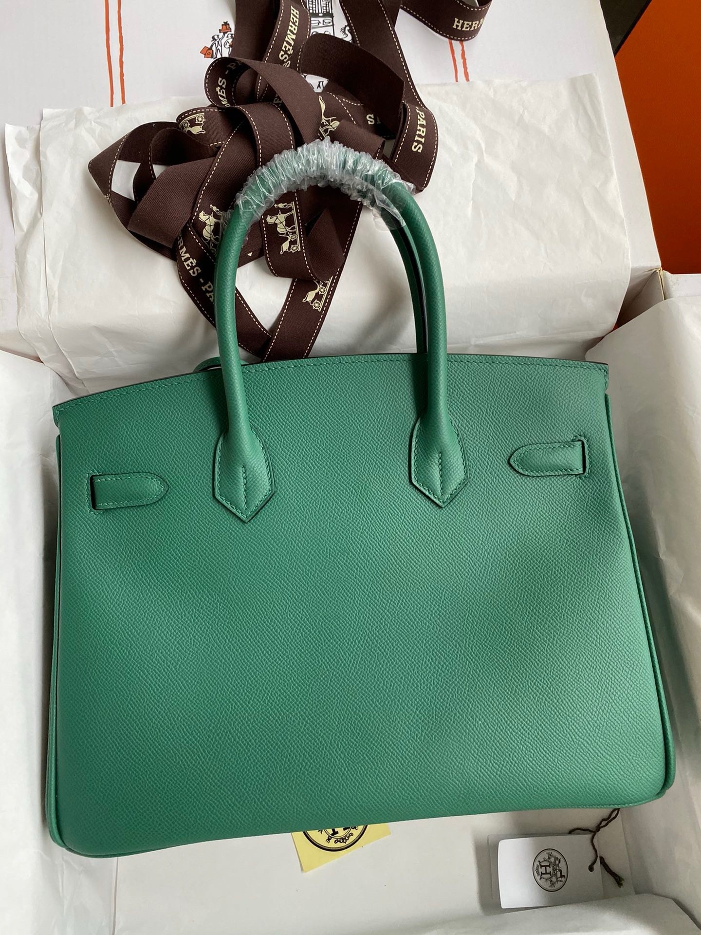 Hermes Birkin 30 Retourne Handmade Bag In Malachite Epsom Calfskin