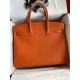 Hermes Birkin 35 Retourne Handmade Bag in Orange Epsom Calfskin