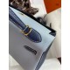 Hermes HSS Kelly 32 Bicolor Bag in Blue Lin and Blue Clemence Leather