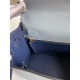 Hermes HSS Kelly 32 Bicolor Bag in Blue Lin and Blue Clemence Leather