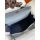 Hermes HSS Kelly 32 Bicolor Bag in Blue Lin and Blue Clemence Leather