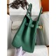 Hermes Birkin 35 Retourne Handmade Bag in Malachite Clemence Leather