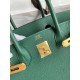 Hermes Birkin 35 Retourne Handmade Bag in Malachite Clemence Leather