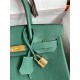 Hermes Birkin 35 Retourne Handmade Bag in Malachite Clemence Leather