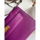 Hermes Kelly Pochette Handmade Bag In Anemone Swift Calfskin