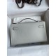 Hermes Kelly Pochette Handmade Bag In Pearl Grey Swift Calfskin