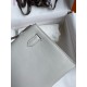 Hermes Kelly Pochette Handmade Bag In Pearl Grey Swift Calfskin