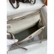 Hermes Kelly Pochette Handmade Bag In Pearl Grey Swift Calfskin