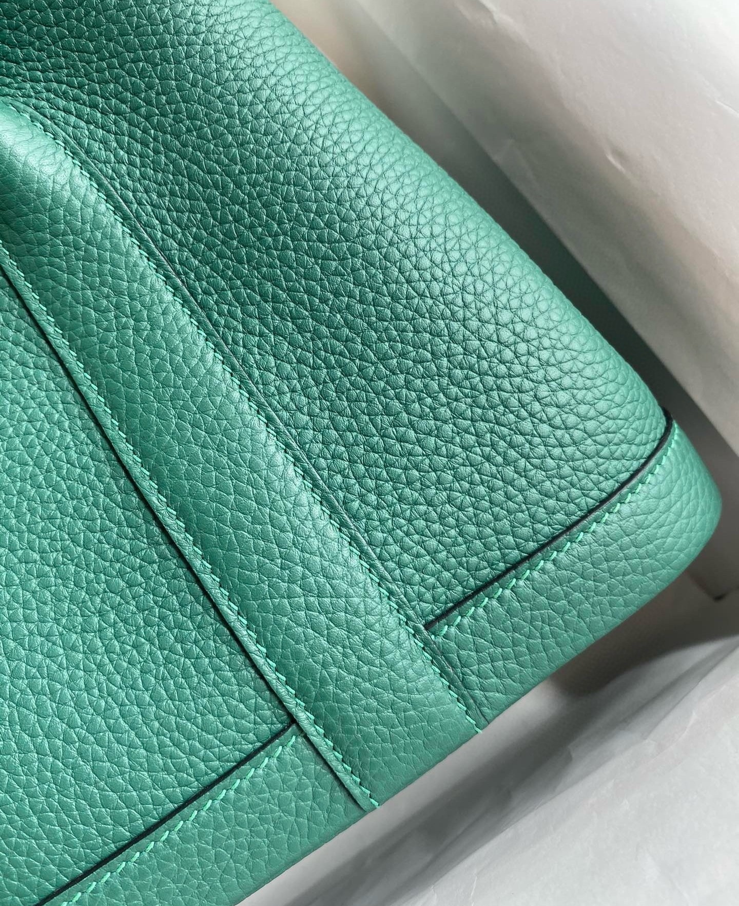 Hermes Garden Party 30 Handmade Bag in Malachite Clemence Leather