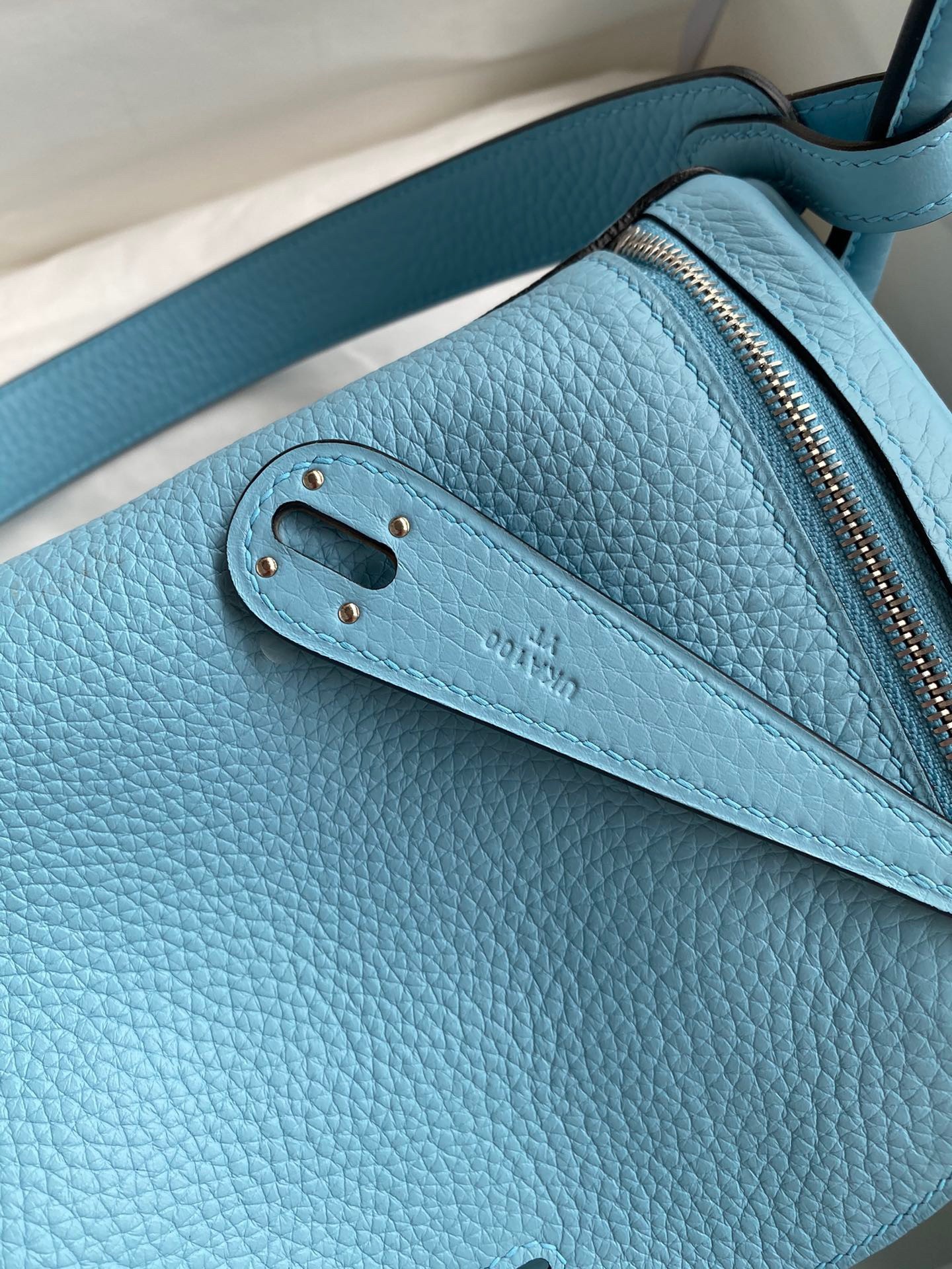 Hermes Lindy 26 Handmade Bag In Blue Atoll Clemence Leather