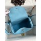 Hermes Lindy 26 Handmade Bag In Blue Atoll Clemence Leather