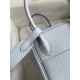 Hermes Lindy 26 Handmade Bag In Blue Brume Clemence Leather