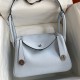 Hermes Lindy 26 Handmade Bag In Blue Brume Clemence Leather