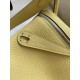 Hermes Lindy 26 Handmade Bag In Jaune Poussin Clemence Leather