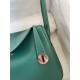 Hermes Lindy 26 Handmade Bag In Malachite Clemence Leather