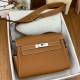 Hermes Kelly Messenger Bag in Gold Clemence Leather