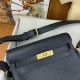 Hermes Kelly Messenger Bag in Black Clemence Leather