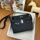 Hermes Kelly Messenger Bag in Black Clemence Leather