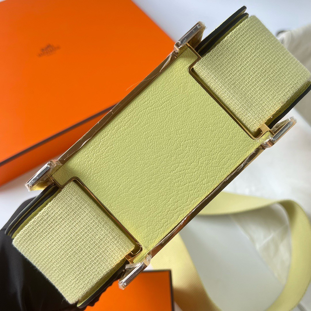 Hermes Geta Handmade Bag In Jaune Bourgeon Chevre Mysore Leather