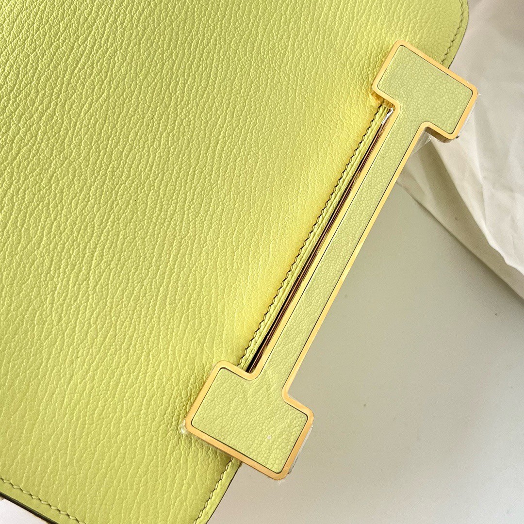 Hermes Geta Handmade Bag In Jaune Bourgeon Chevre Mysore Leather