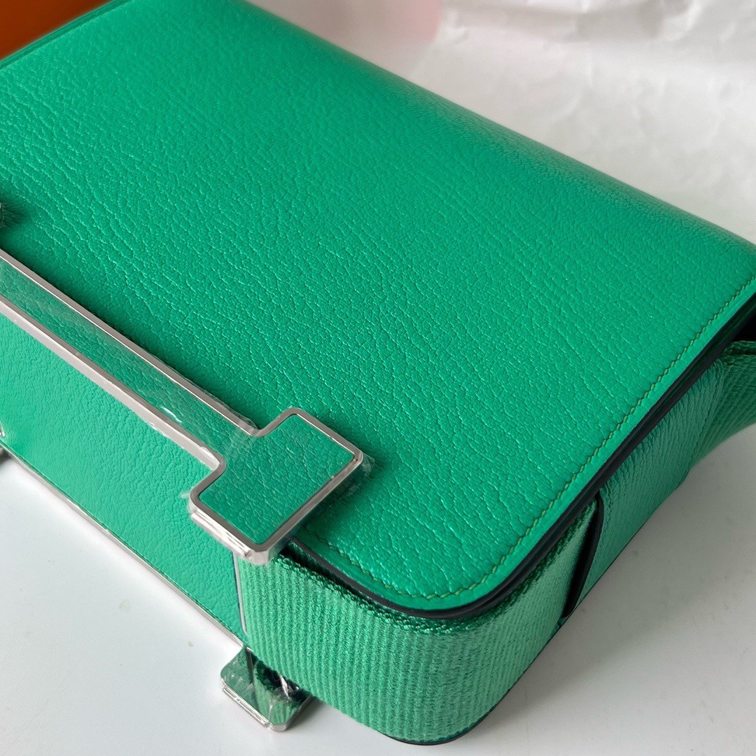 Hermes Geta Handmade Bag In Menthe Chevre Mysore Leather