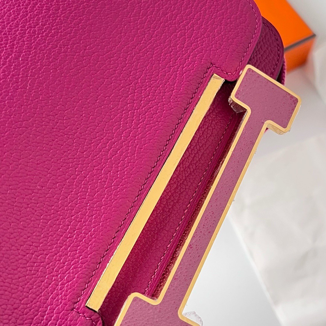 Hermes Geta Handmade Bag In Rose Purple Chevre Mysore Leather