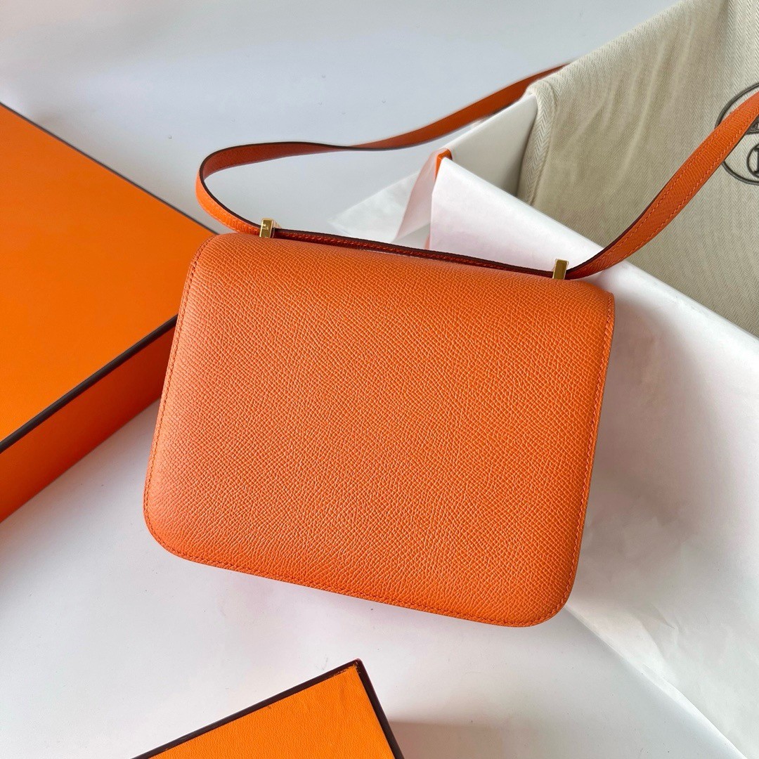 Hermes Constance 18 Handmade Bag In Orange Epsom Calfskin