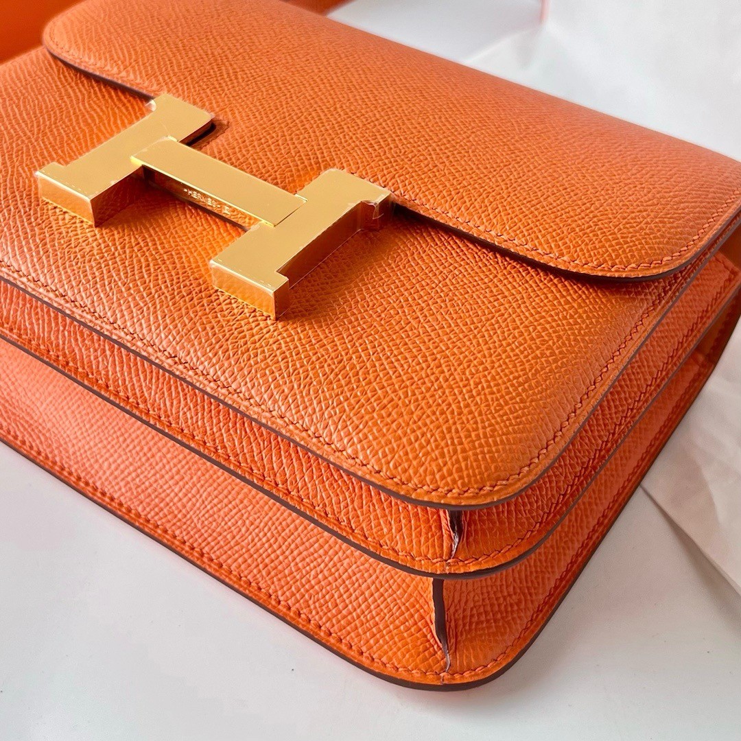 Hermes Constance 18 Handmade Bag In Orange Epsom Calfskin