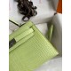 Hermes Kelly Mini II Sellier Handmade Bag In Jaune Bourgeon Matte Alligator Leather