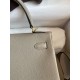 Hermes Kelly Retourne 25 Handmade Bag In Gris Tourterelle Clemence Leather