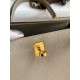 Hermes Kelly Retourne 25 Handmade Bag In Gris Tourterelle Clemence Leather