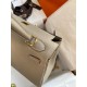 Hermes Kelly Retourne 25 Handmade Bag In Gris Tourterelle Clemence Leather