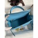 Hermes Kelly Sellier 25 Handmade Bag In Blue Candy Epsom Calfskin