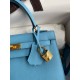 Hermes Kelly Sellier 25 Handmade Bag In Blue Candy Epsom Calfskin