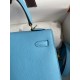 Hermes Kelly Sellier 25 Handmade Bag In Blue Candy Epsom Calfskin