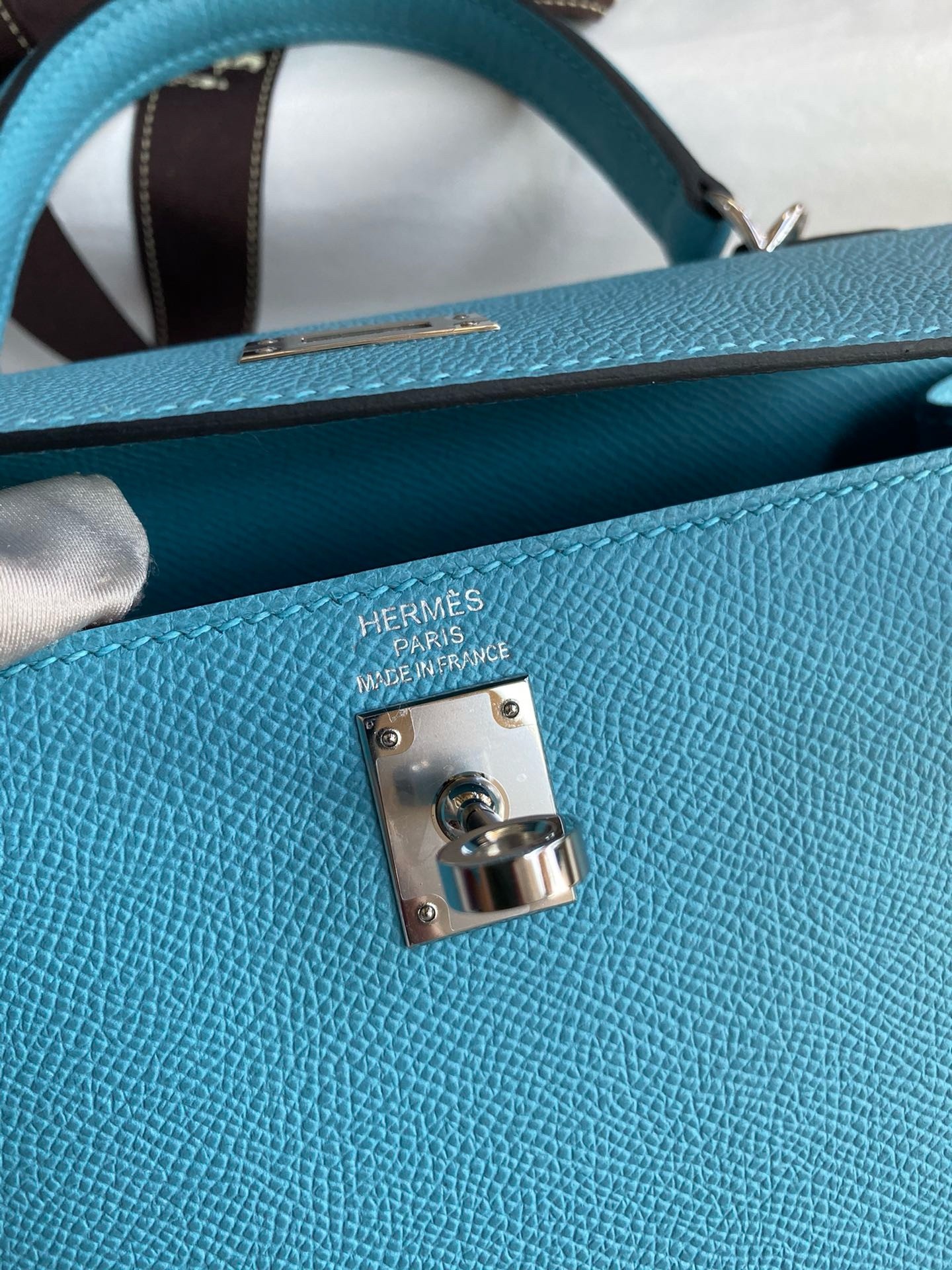 Hermes Kelly Sellier 25 Handmade Bag In Blue du Nord Epsom Calfskin