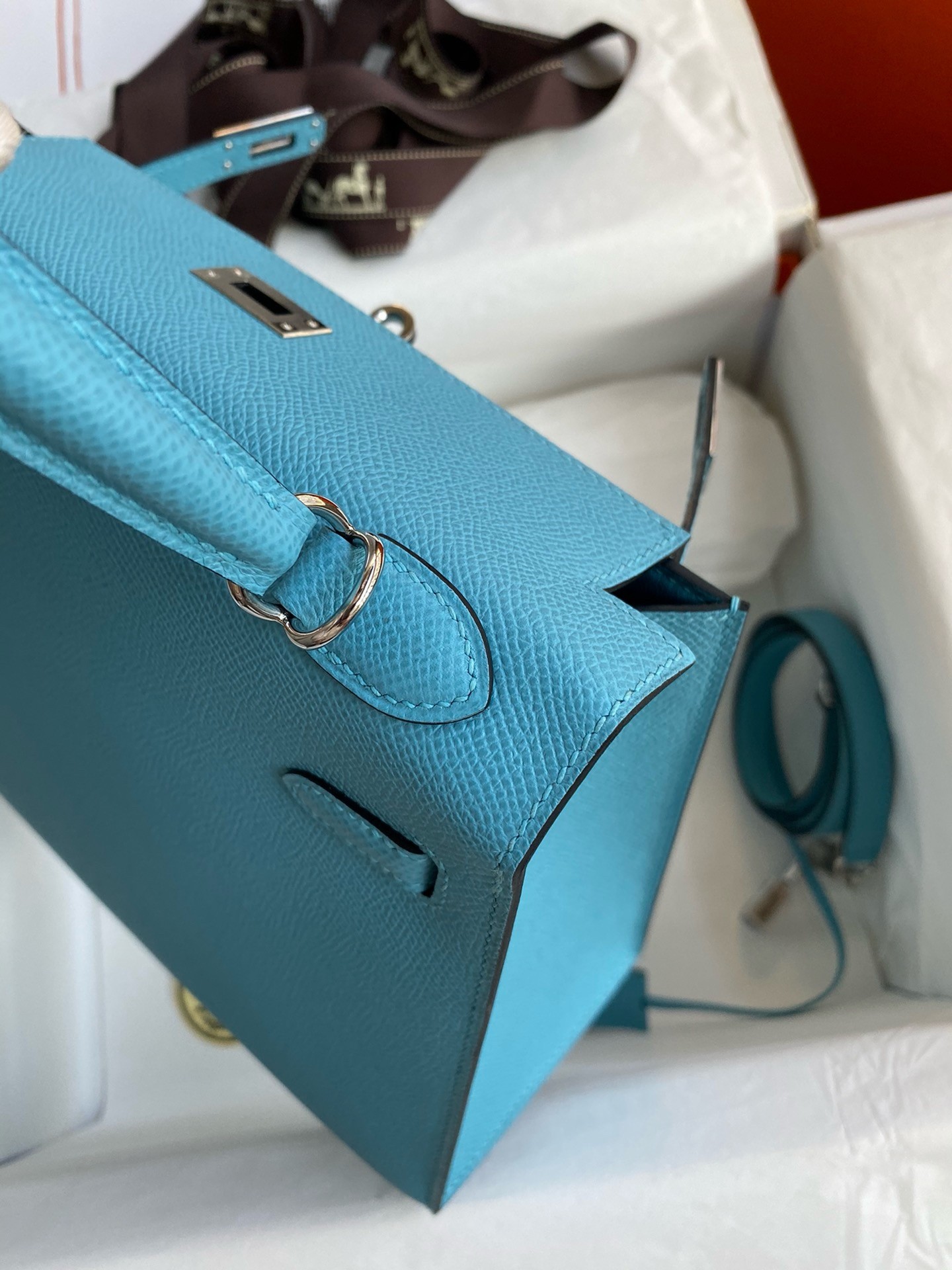 Hermes Kelly Sellier 25 Handmade Bag In Blue du Nord Epsom Calfskin