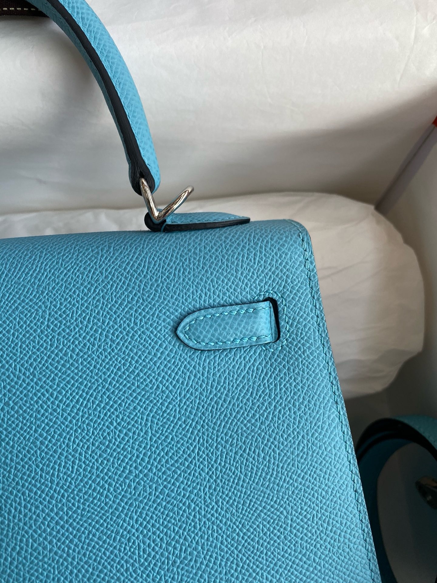 Hermes Kelly Sellier 25 Handmade Bag In Blue du Nord Epsom Calfskin