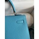 Hermes Kelly Sellier 25 Handmade Bag In Blue du Nord Epsom Calfskin