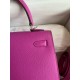 Hermes Kelly Sellier 25 Handmade Bag In Magnolia Epsom Calfskin