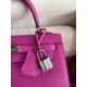 Hermes Kelly Sellier 25 Handmade Bag In Magnolia Epsom Calfskin