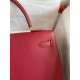 Hermes Kelly Sellier 32 Handmade Bag In Red Epsom Calfskin