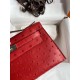 Hermes Kelly Pochette Handmade Bag In Red Ostrich Leather