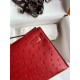 Hermes Kelly Pochette Handmade Bag In Red Ostrich Leather