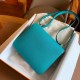 Hermes Constance Enamel 18 Handmade Bag In Blue Paon Epsom Calfskin