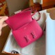 Hermes Constance Enamel 18 Handmade Bag In Rose Mexico Epsom Calfskin