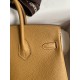 Hermes Birkin 25 Retourne Handmade Bag In Biscuit Clemence Leather